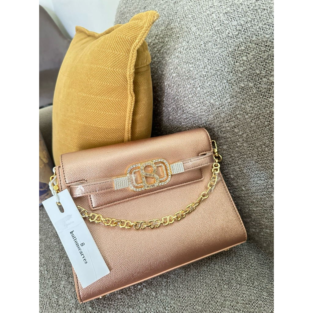 buttonscarves sarah bag rosegold
