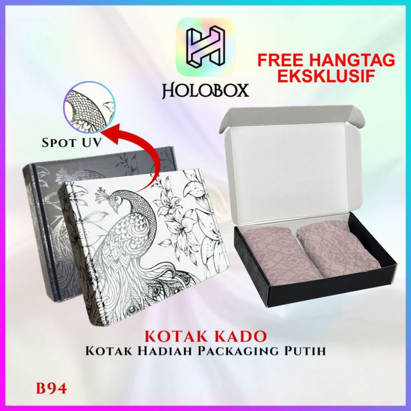 Box Kado Aesthetic / Box Hampers / Box Mailer Spot UV Hitam / Kotak Hadiah Premium - B94