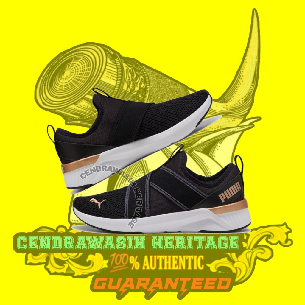 Puma Softride Harli Womens Slip On Black Gold Original