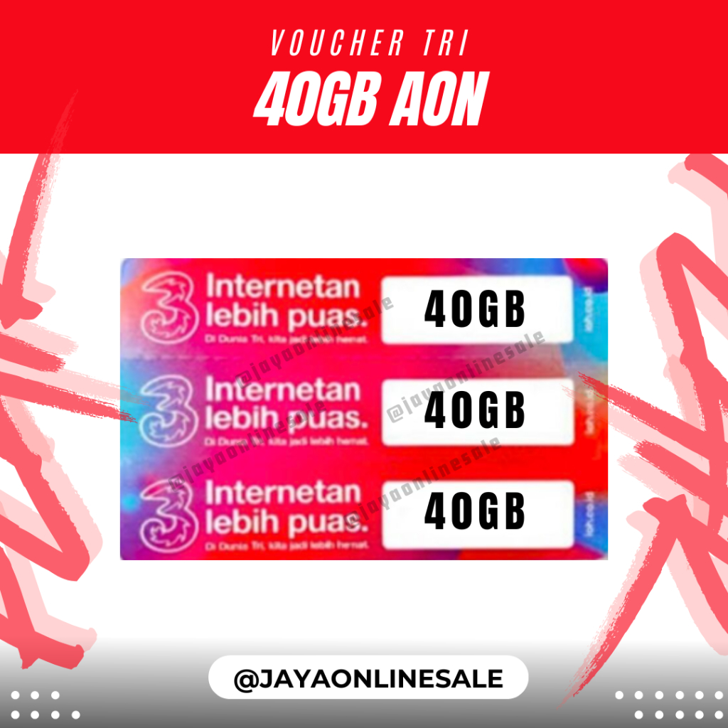 [ Termurah ] Voucher Three AON 40 GB ( Nasional )