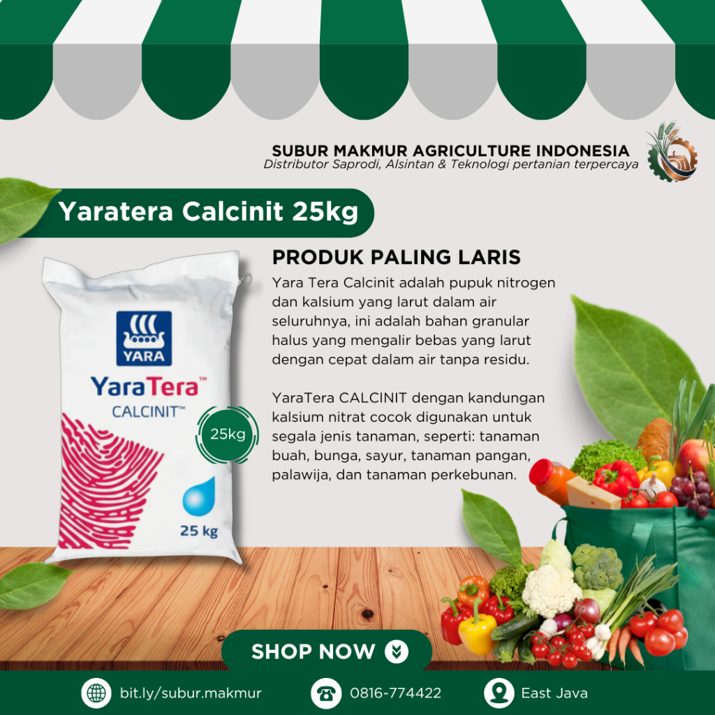 YaraTera Calcinit 25 Kg Kalsium Nitrat Pupuk Terbaik untuk Cabe Tomat Anti Busuk Buah