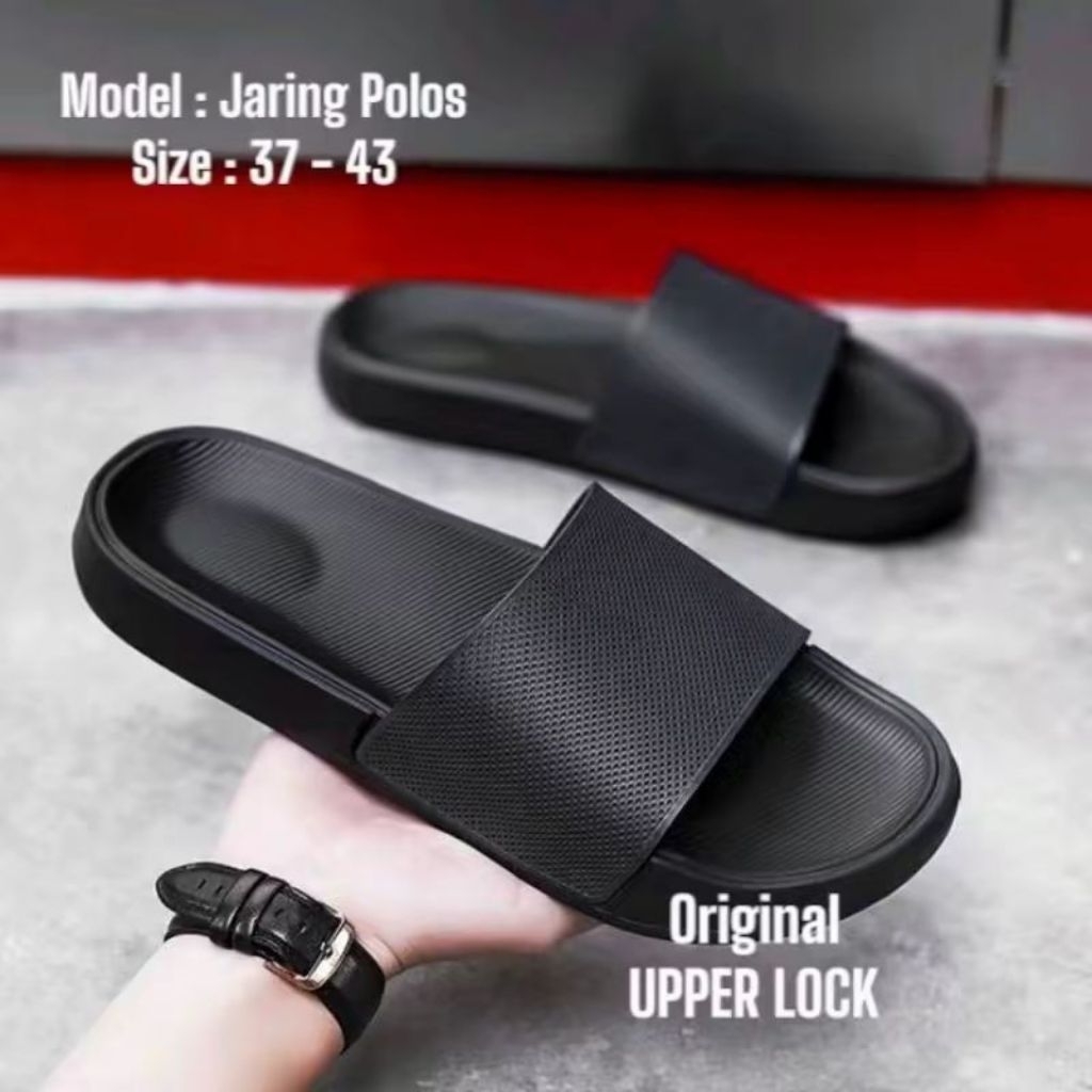 Sendal Flat Karet PHYLON Wanita / Pria Dewasa Sandal Slop Couple Kekinian POLOZ JARING 2025