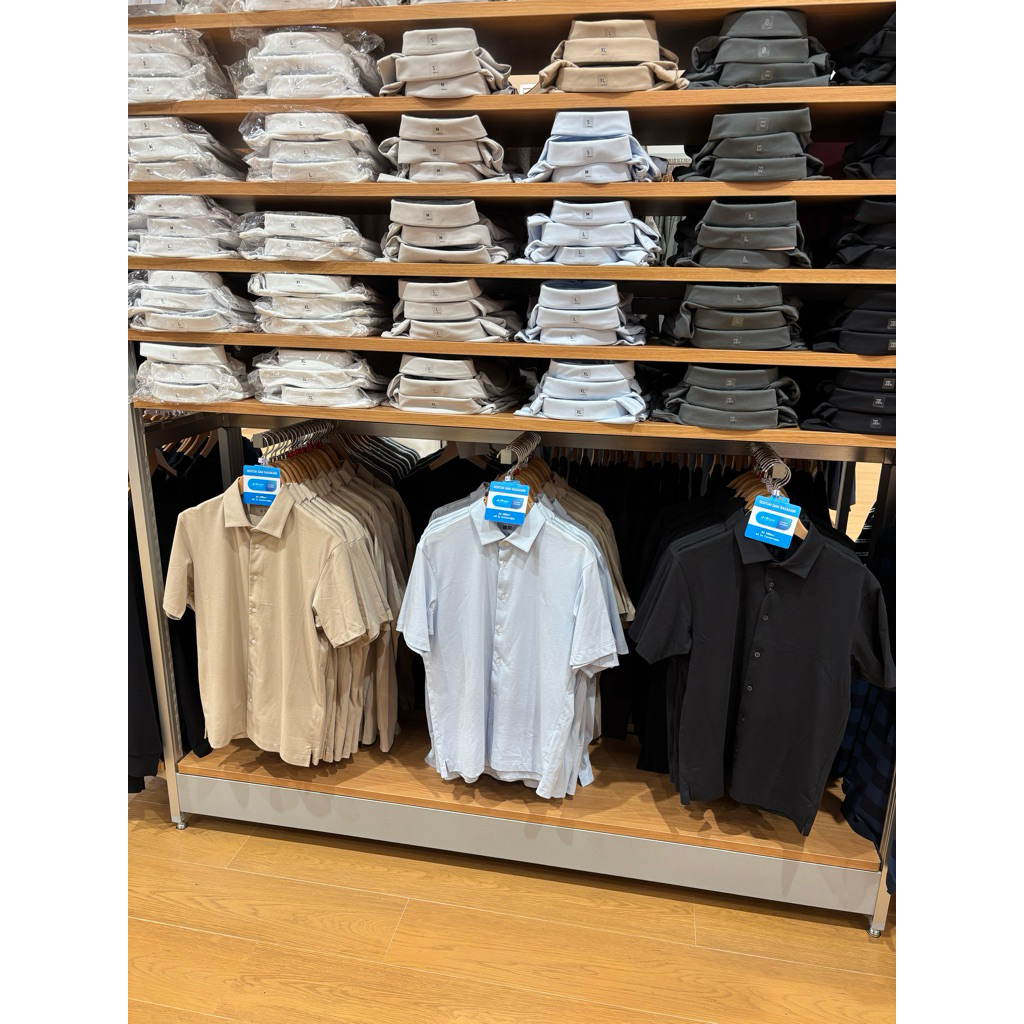 UNIQLO AIRism Full Open Polo Shirt Katun Kaos Polo Lengan Pendek Kancing Full Original