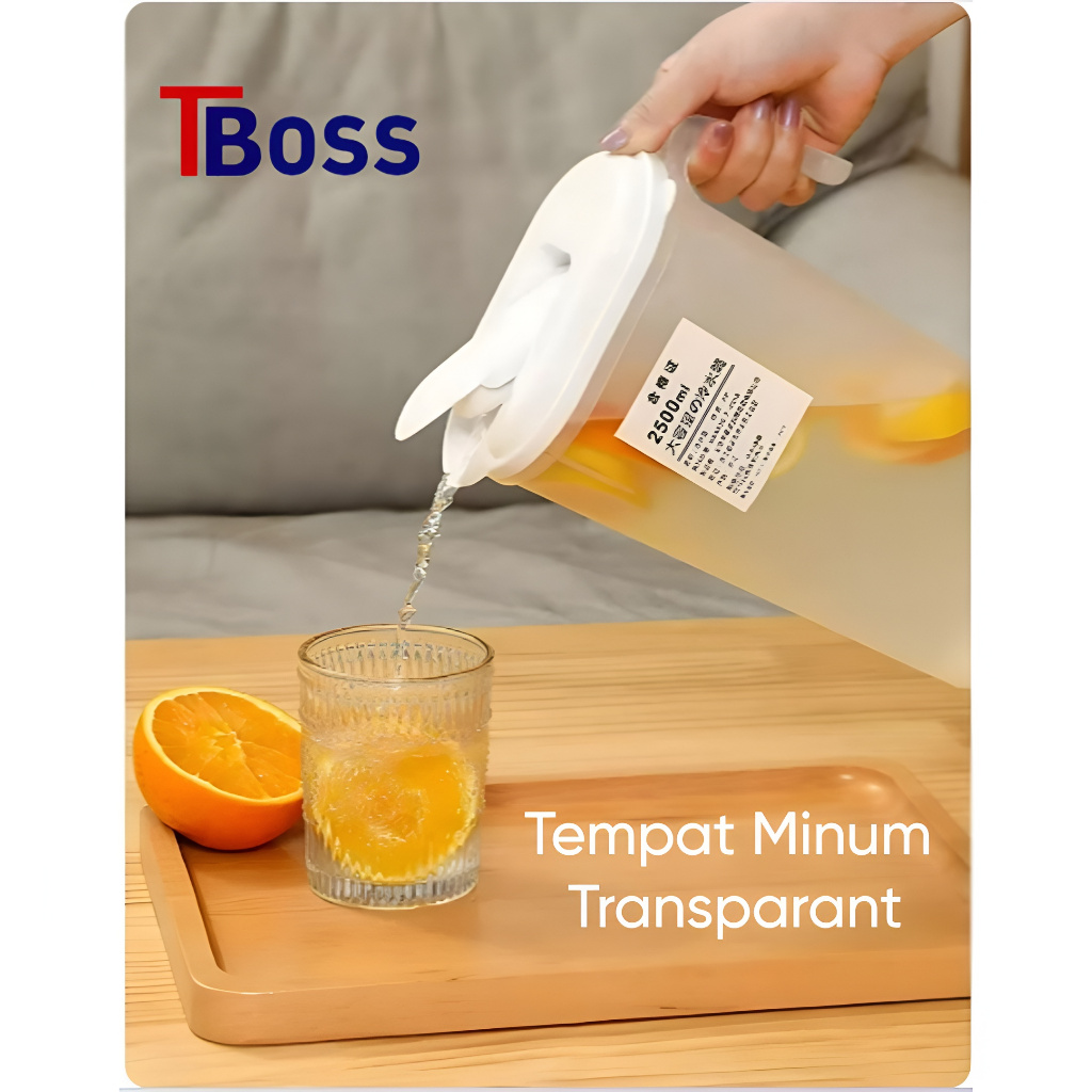 TBOSS Water Jug Botol Kulkas Tempat Minum Botol Minum Transparan 2500 ML