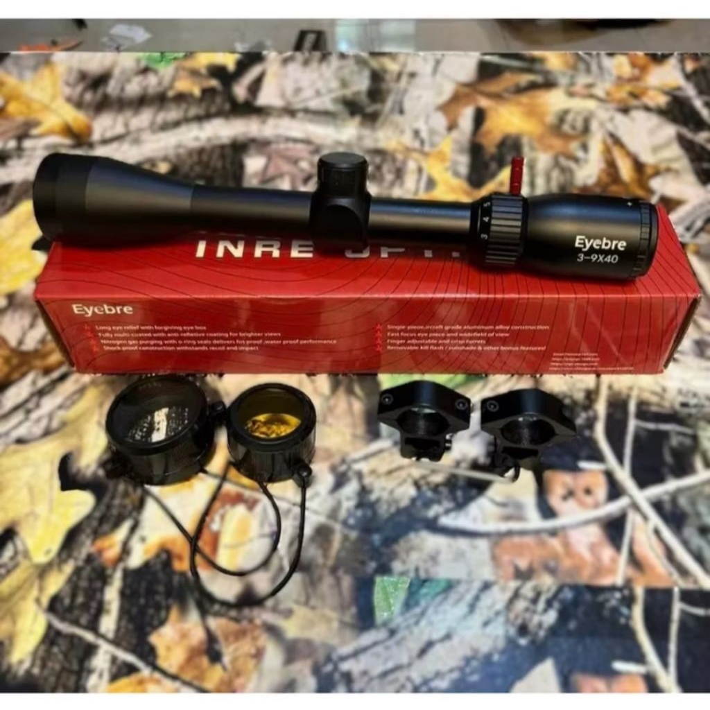 Teleskop Teropong Angin Bushnell BSA Gamo Reticle HK 3-9x40 RGB Tutup Flip Biru,Tahan Getaran Berkua