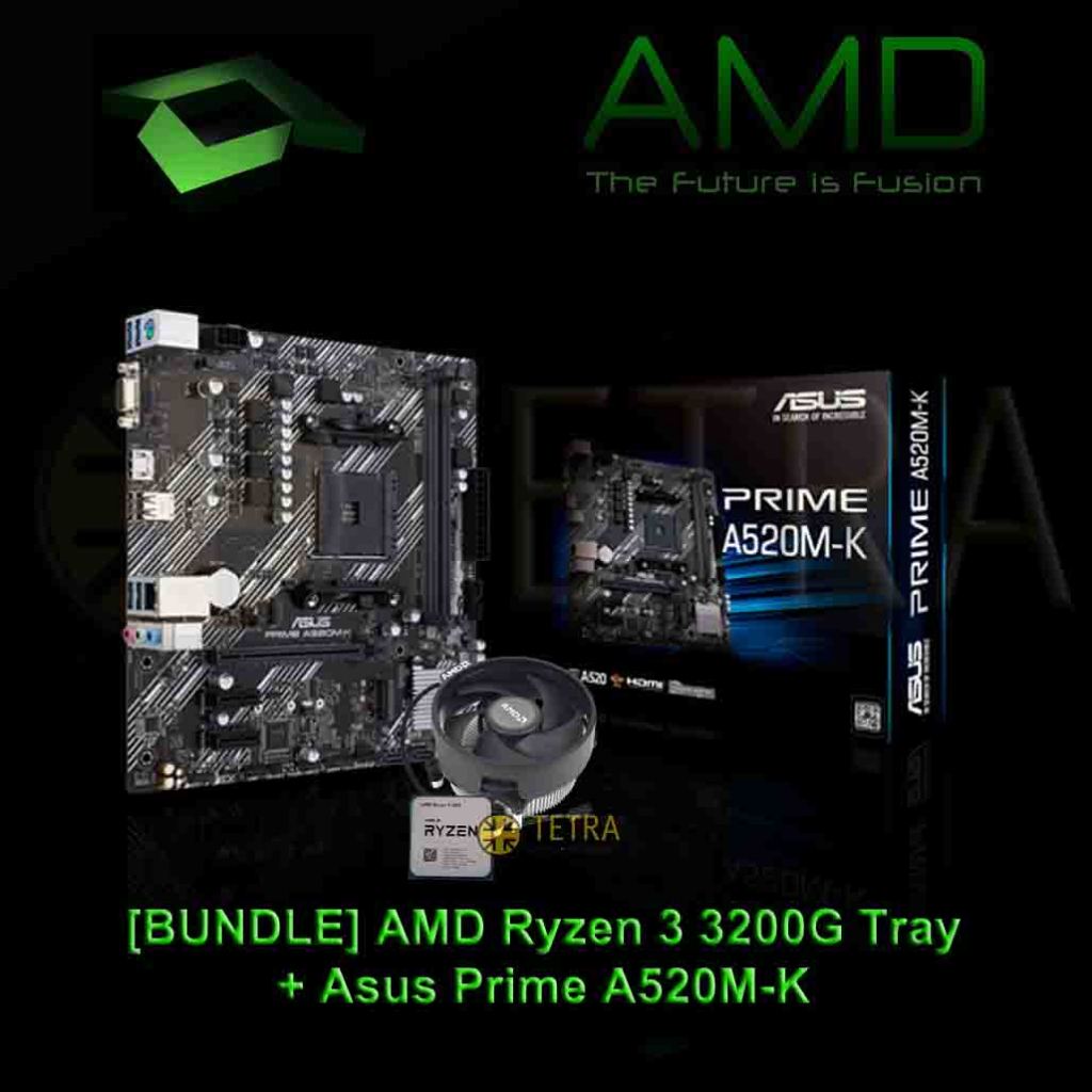 [Bundle] AMD Ryzen 3 3200G with Radeon Vega 8 Graphics + ASUS PRIME A520M-K (DDR4, Socket AM4)