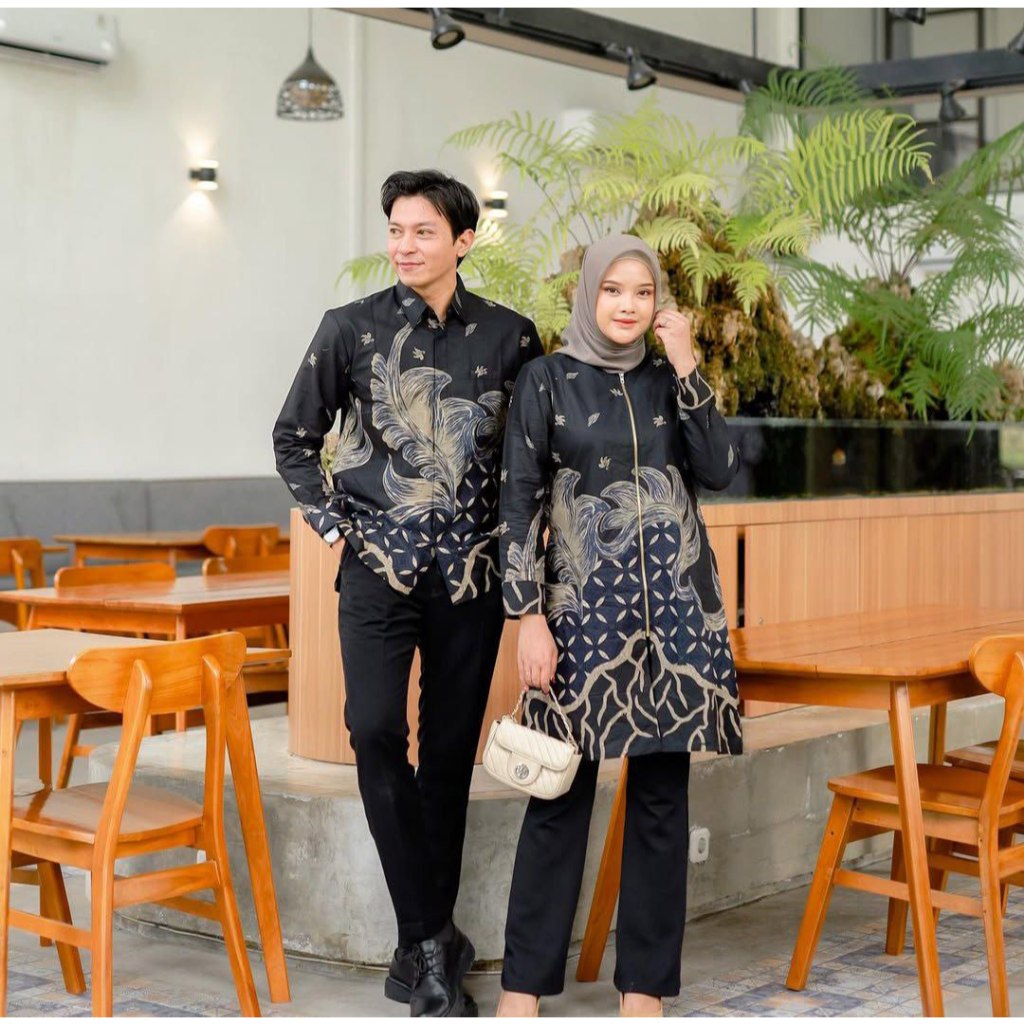 Benang Raja Batik Couple Pria Wanita Primis Monstera Kawung