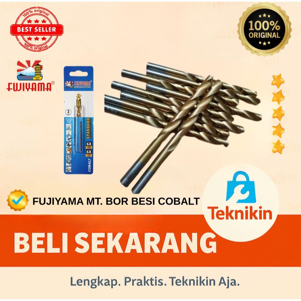 Fujiyama Mata Bor Besi Kuningan Baja Stenlis Cobalt Drill Bits 2mm-8mm