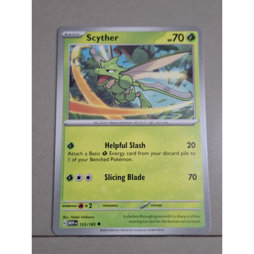 kartu pokemon original common scyther MEW 123/165