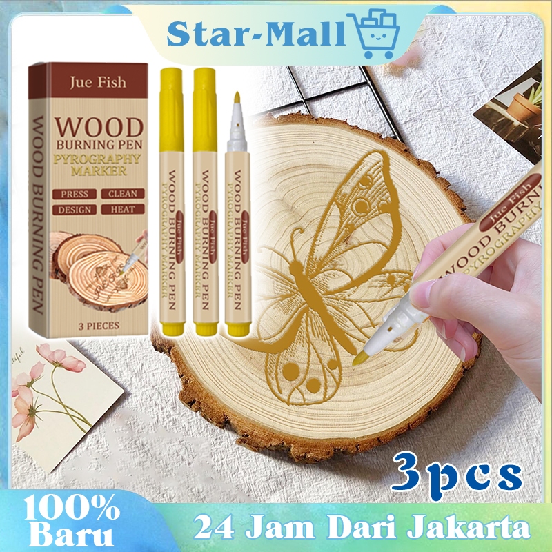 3Pcs Alat Gambar Bakar Kayu Alat Lukis Bakar Kayu Pyrography Pen Pyrography Wood Burning Pen