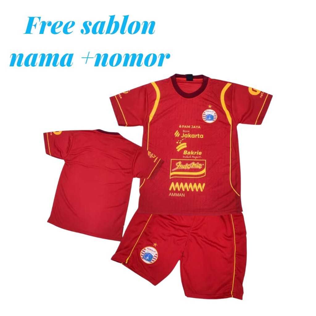 setelan baju bola anak persija jakarta/setelan baju persija merah usia 1-12thn