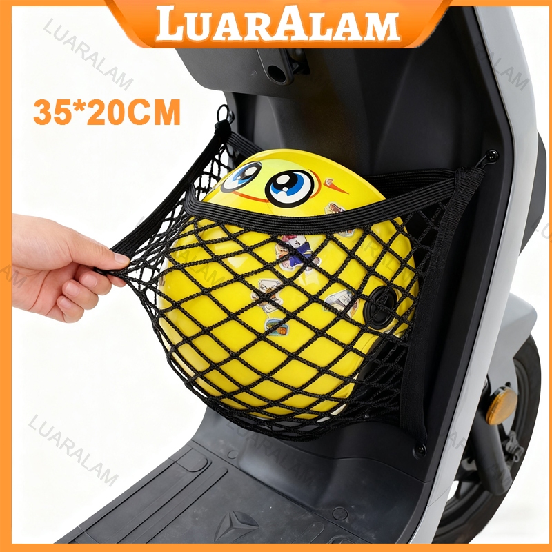 Kantong Jaring Mesh Penyimpanan Motor Listrik Jaring Helm Motor Tas Jaring Mesh Penyimpanan Barang D