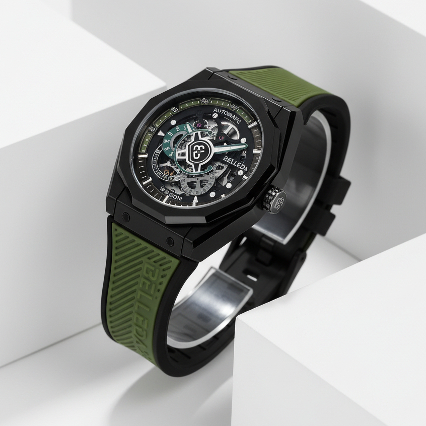 Belleda Jam Tangan Pria Automatic 9568 Chrono Aktif Tali Rubber Tahan Air Limited Edition Original