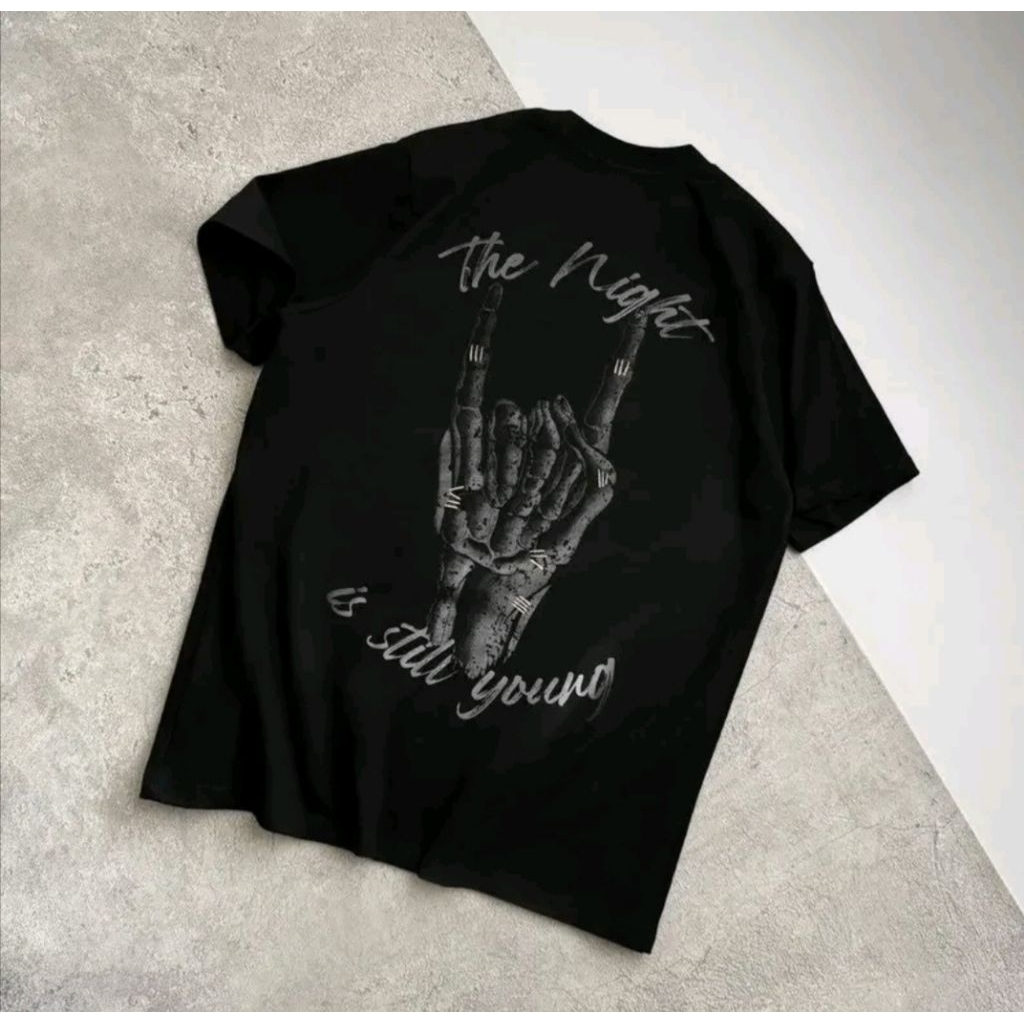 T-Shirt RUCAS ROCKSTAR SKELETONHAND TEE Baju Kaos Rucas Black Edition