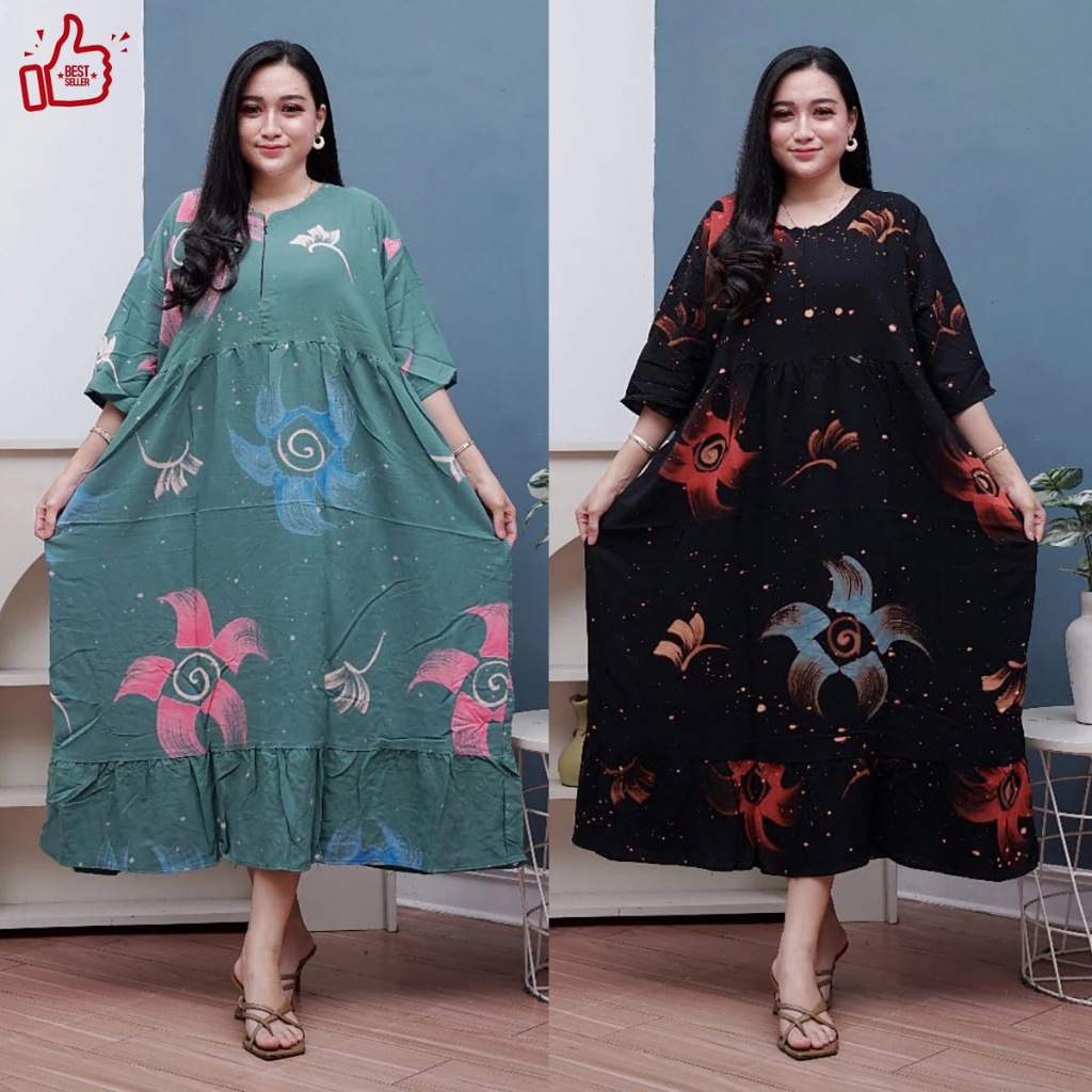 Daster Kekinian Rayon Motif Premium Jumbo Ld 140 Lengan Pendek