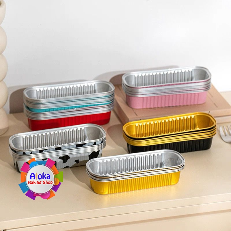 100Pcs Tray Aluminium Foil Persegi Panjang 200ml / Wadah Dessert Rectangle / Cup Loyang Panggang Air