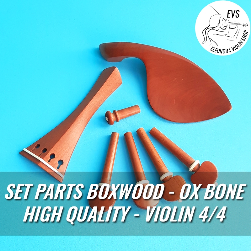 Boxwood Ox Bone - Set Parts Violin/Biola 4/4 - Pegs Chinrest Tailpiece Endpin - High Quality