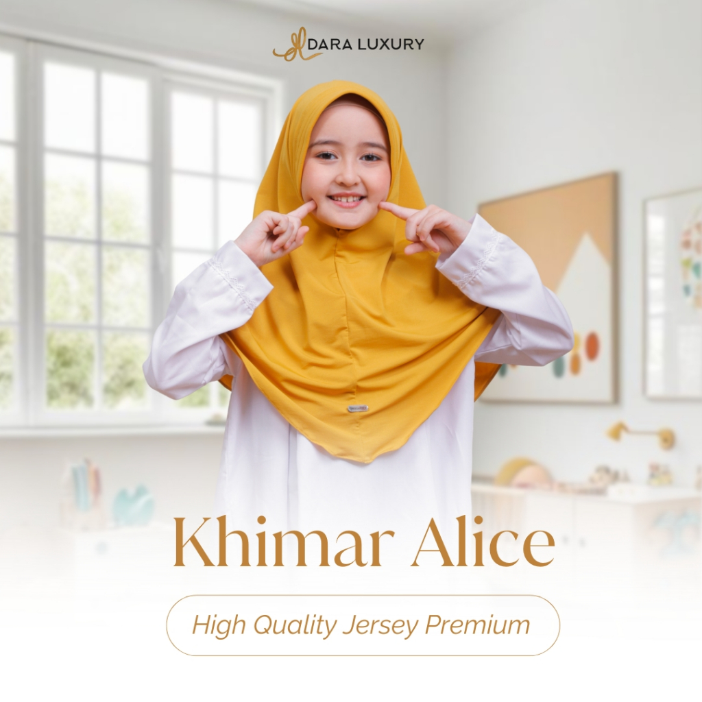 Khimar Anak Perempuan Instan | Hijab Jersey Tidak Panas | Bergo Sekolah | Alice by Dara Luxury
