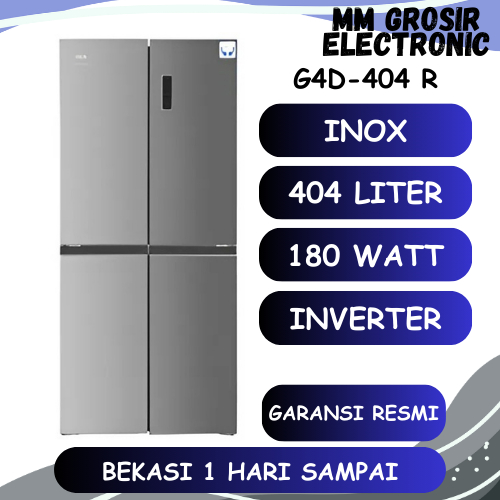 GEA KULKAS 4 PINTU SIDE BY SIDE 404 LITER G4D 404 R INOX G4D 404 BLACK G4D-404 BEKASI GARANSI RESMI