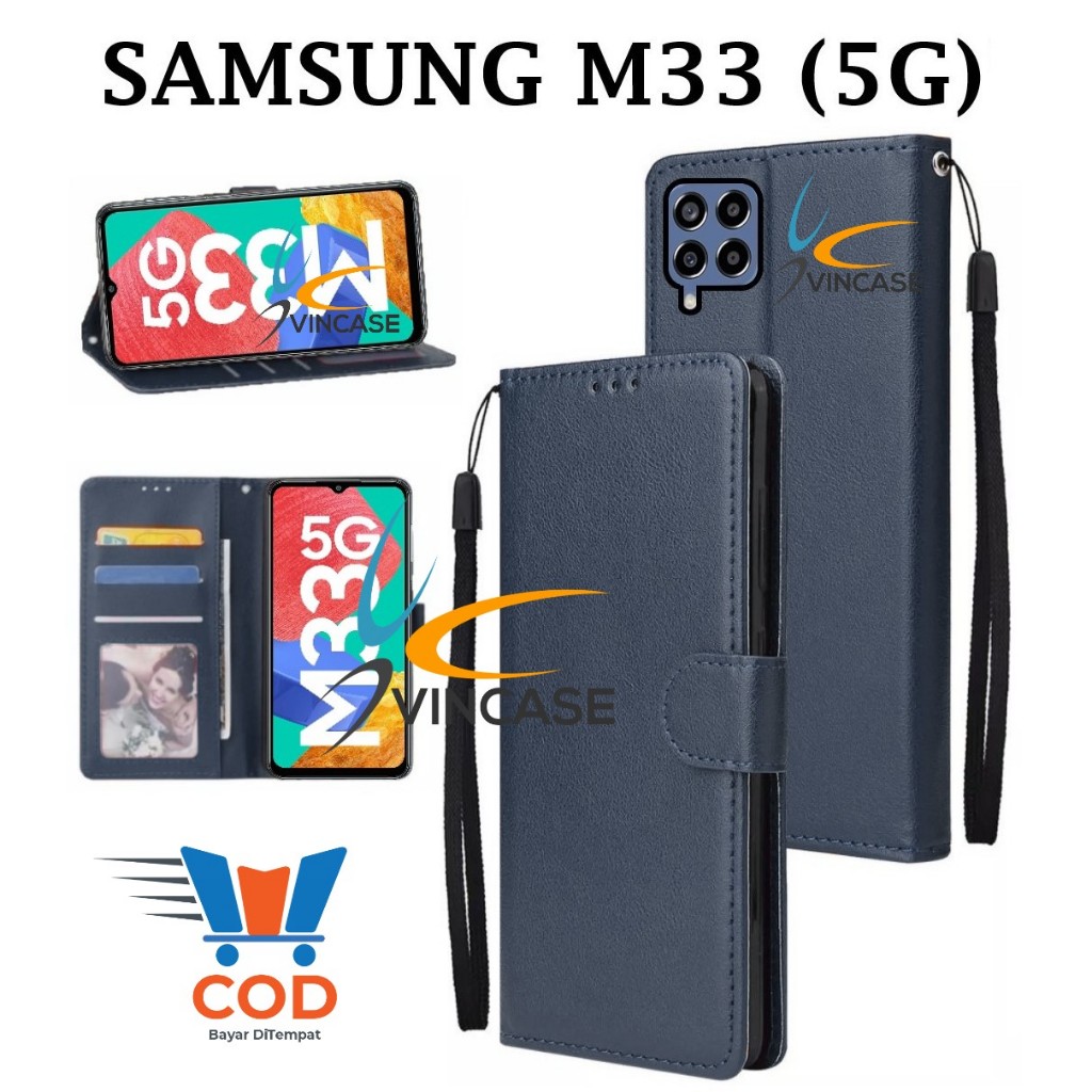 SAMSUNG M33 (5G) FLIP LEATHER CASE PREMIUM - FLIP WALLET CASE KULIT UNTUK SAMSUNG M33 (5G) - CASING 