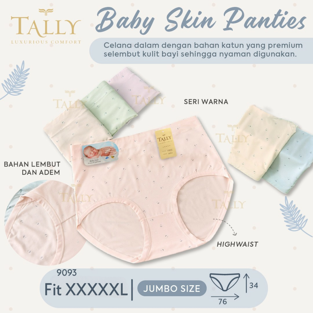 TALLY - Celana Dalam Wanita Dewasa JUMBO Sepinggang Katun Polos & Motif Lembut CD Cewek Murah CD Big