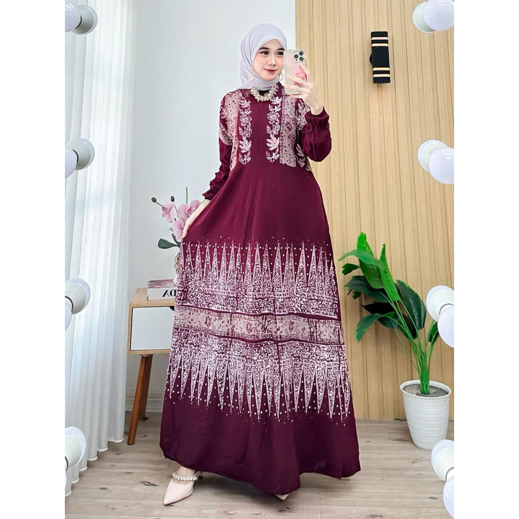 Gamis batik modern rayon twill