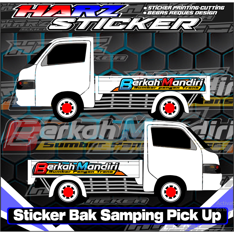 Stiker Bak Samping Mobil Pick Up New Carry-Stiker Berkah Mandiri-Stiker Decal-Stiker Bisa Custome