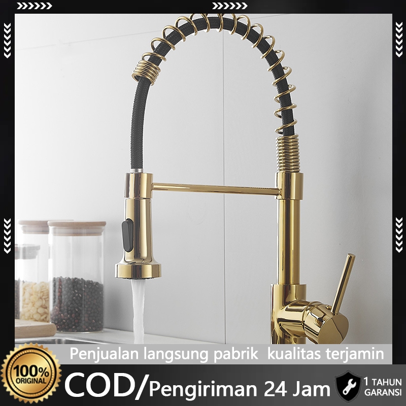 Keran Wastafel Dapur Pegas Stainless Steel Keran Wastafel Dapur Tarik Fleksibel