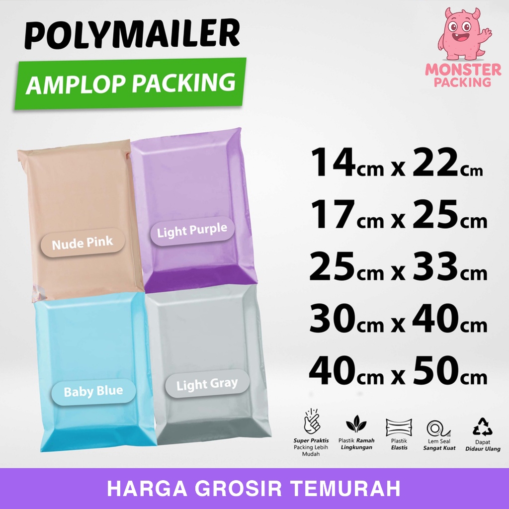 

Polymailer Premium Colour Amplop Plastik Packing Olshop Polos Termurah Satuan