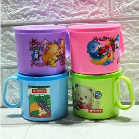 LION STAR - CANGKIR + TUTUP ANAK Kiwi-GL19 / Gelas Minum Anak Lion Star Plastik