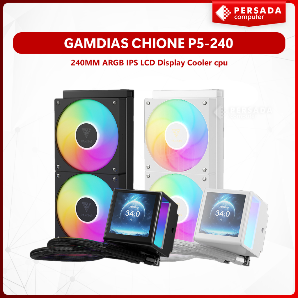 LIQUID COOLER GAMDIAS CHIONE P5-240 240MM ARGB IPS LCD Display Cooler cpu