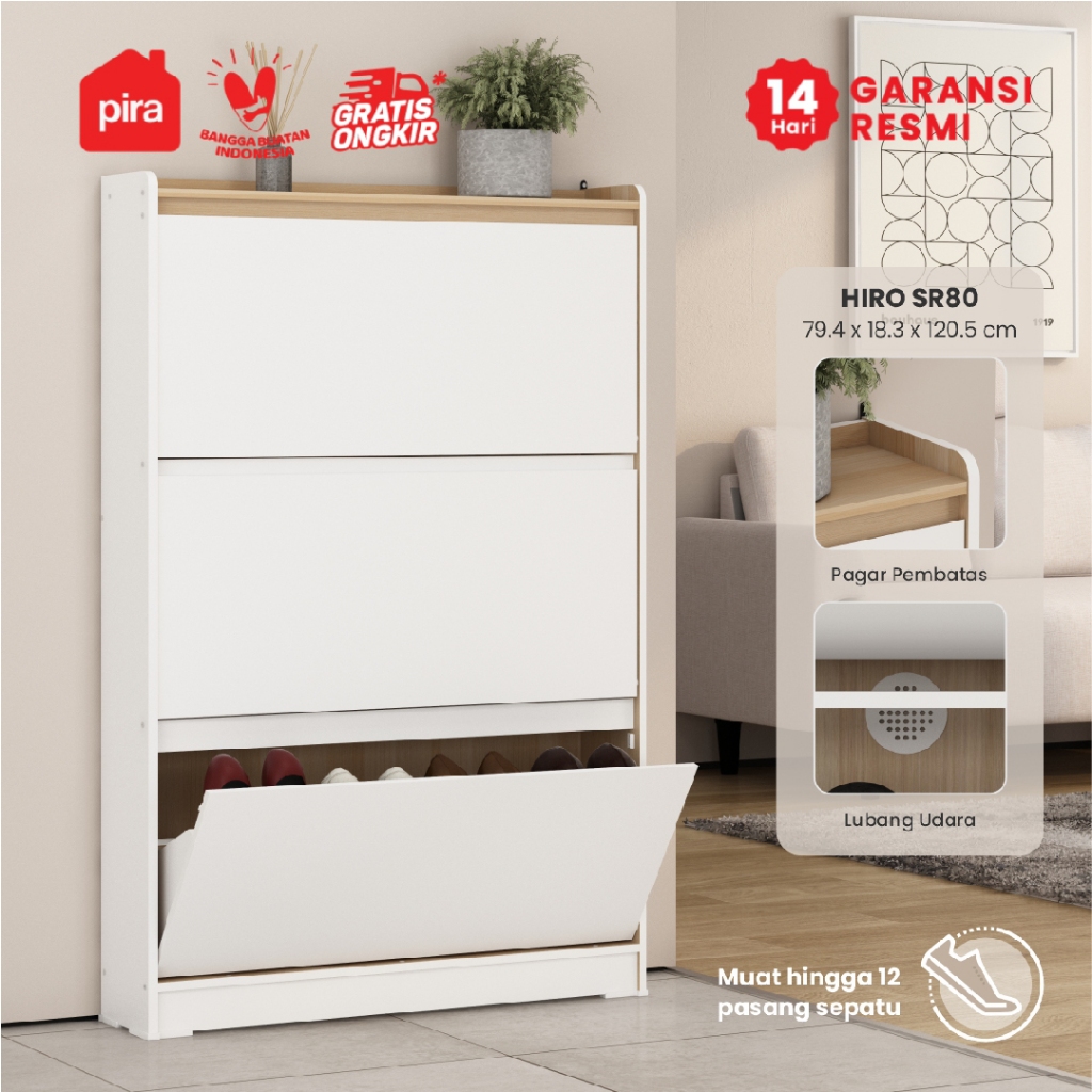 PIRA METROPOLIS OX -  HIRO SR80 Rak Sepatu / Lemari Sepatu / Rak Sepatu Susun Tertutup ukuran 80 cm