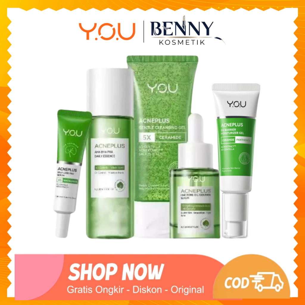 YOU AcnePlus 5in1 Bundle with Niacinamide Centella AHA Paket Acne Atasi Jerawat Paket Skincare