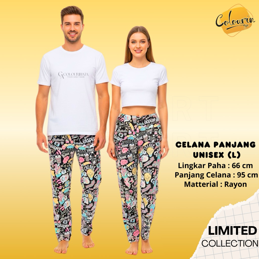 COLOURINAJA Celana Panjang Santai - Celana Tidur Panjang - Celana Panjang Pria - Celana Panjang Wani