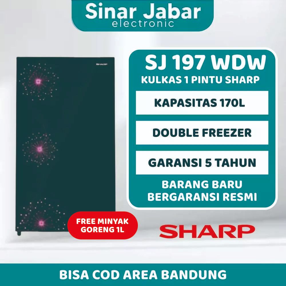 LEMARI ES 1 PINTU SHARP SJ-X197W-DW BIG FREEZER KULKAS SHARP SJX 197 W