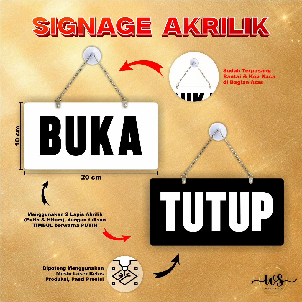 PLAT AKRILIK BUKA TUTUP PINTU - SIGNAGE AKRILIK BUKA TUTUP PINTU