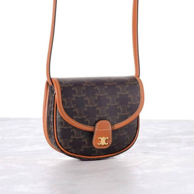 CELINE Mini Triomphe Besace Bag Canvas and Calfskin