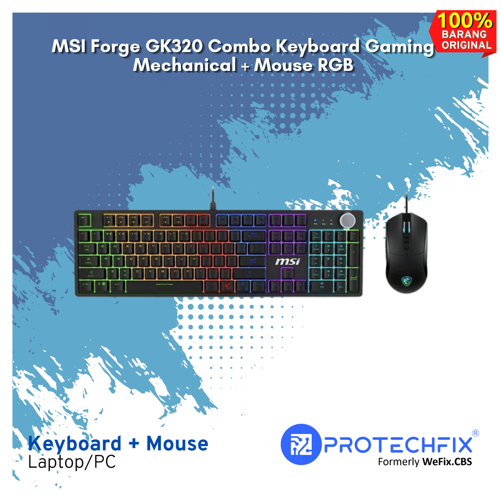 MSI Forge GK320 Combo Keyboard Gaming Mechanical + Mouse RGB