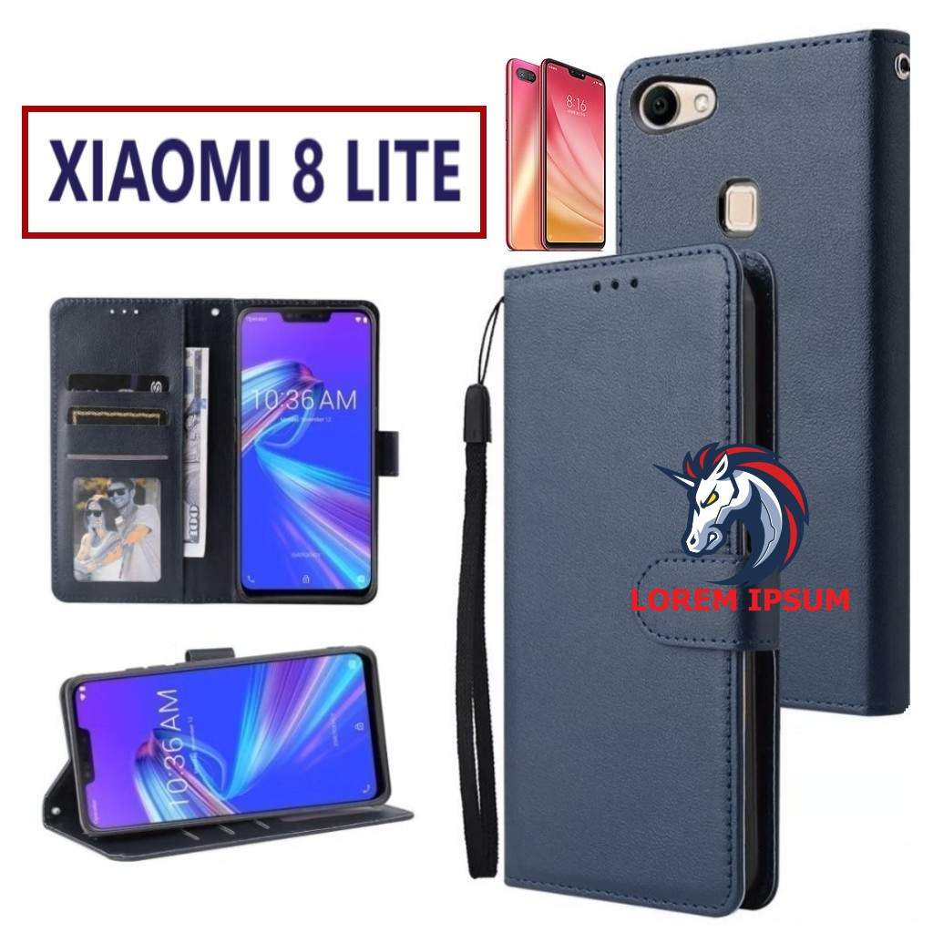 LEATHER CASING XIAOMI 8 LITE CASE KULIT FLIP WALLET LEATHER KULIT PREMIUM SARUNG BUKA TUTUP KESING H