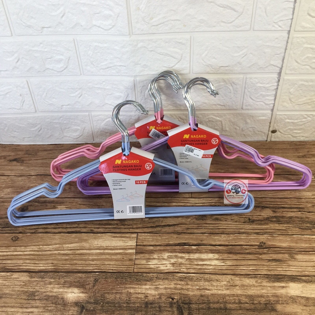 Hanger Baju Stainless Isi 10 Hanger Baju Nagako Coating HSBN-01L