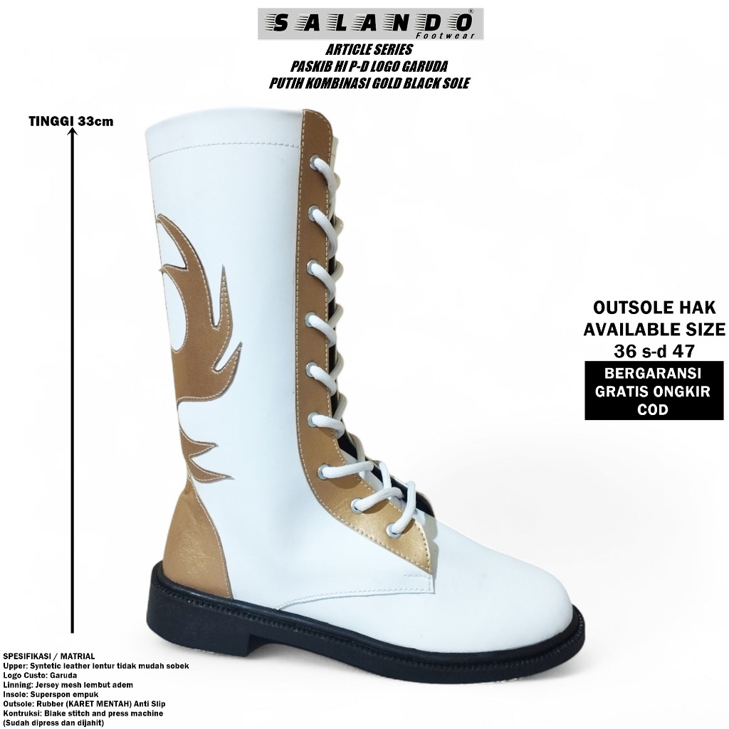 SALANDO Sepatu Boots Paskibra Pria dan Wanita Sepatu Boots LKBB Mayoret Drumband Boots Shoes Paskib 