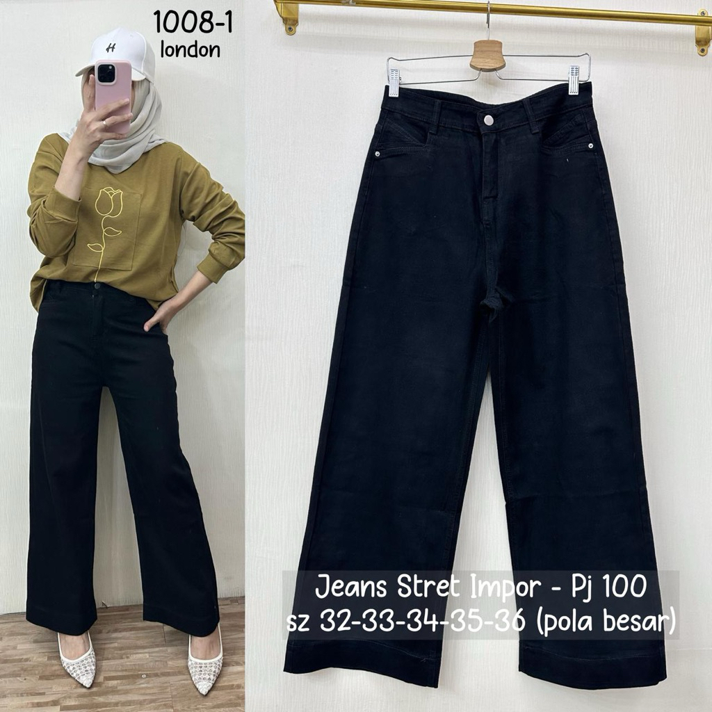 1008 celana stret LONDON GIRL hitam pekat