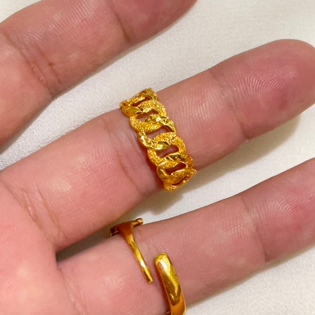 Cincin Rantai Sisik Naga Model Rotan Lapis Emas 24k