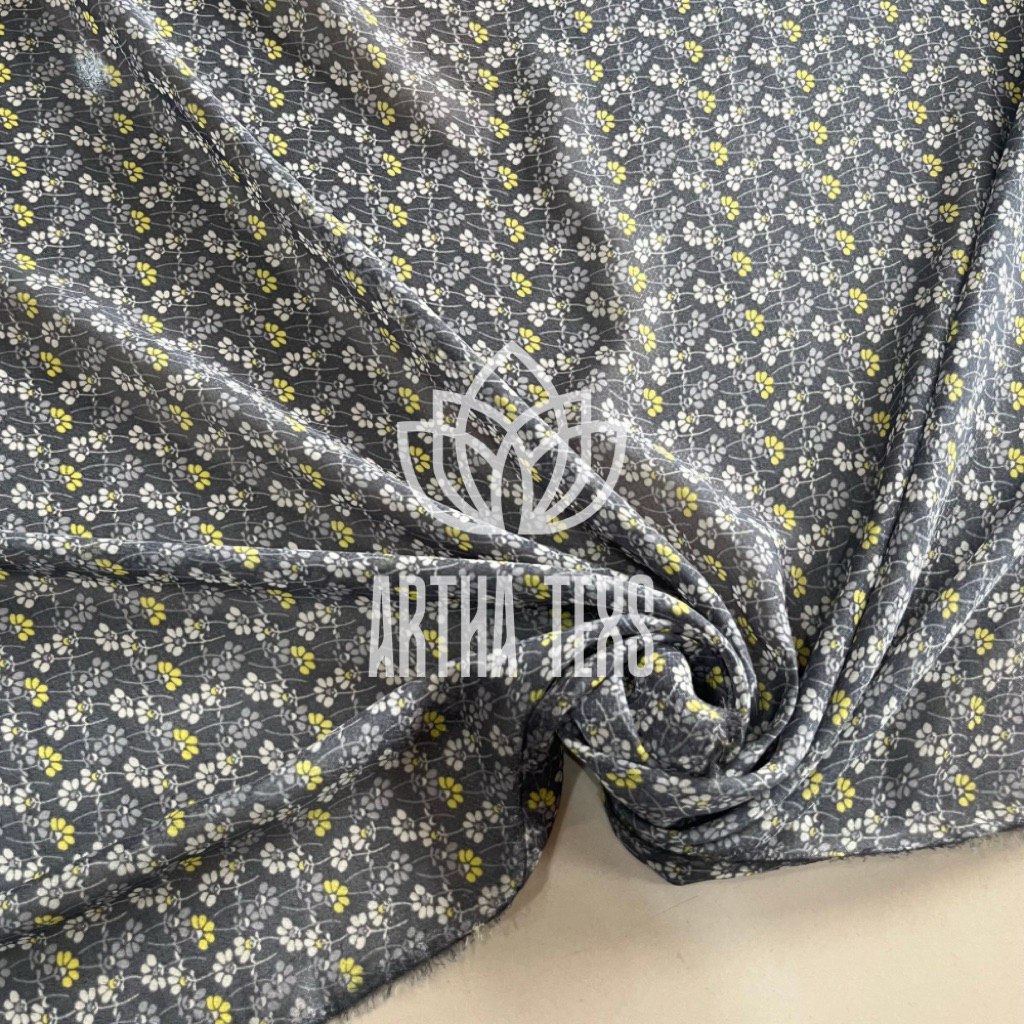 kain sifon sutra motif bunga bahan gamis lembut