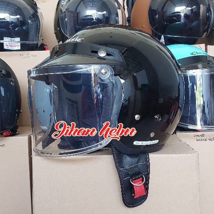 HELM HALF FACE / Helm RETRO CLASSIC / Helm retro Jm Classic 08 ORIGINAL SNI BLACK METALIC Terlaris
