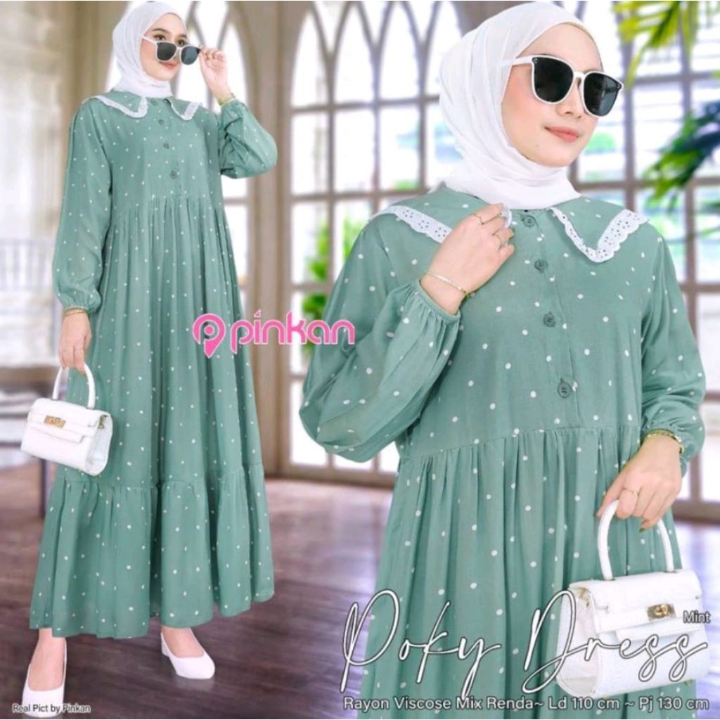 TERMURAH GAMIS MIDI POLKADOT TERLARIS 2025 BISA COD / DRESS MIDI POLKADOT KATUN JEPANG / DRESS KOREA