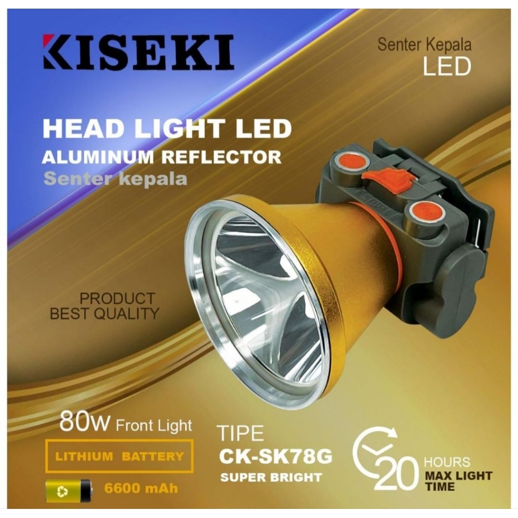 Kiseki Senter kepala CK-SK78G Kuning Super Bright Tahan lama 80Watt