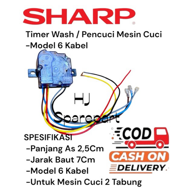 TIMER WASH 6 KABEL MESIN CUCI SHARP 2 TABUNG - TIMER MESIN CUCI SHARP 6 KABEL KWALITAS