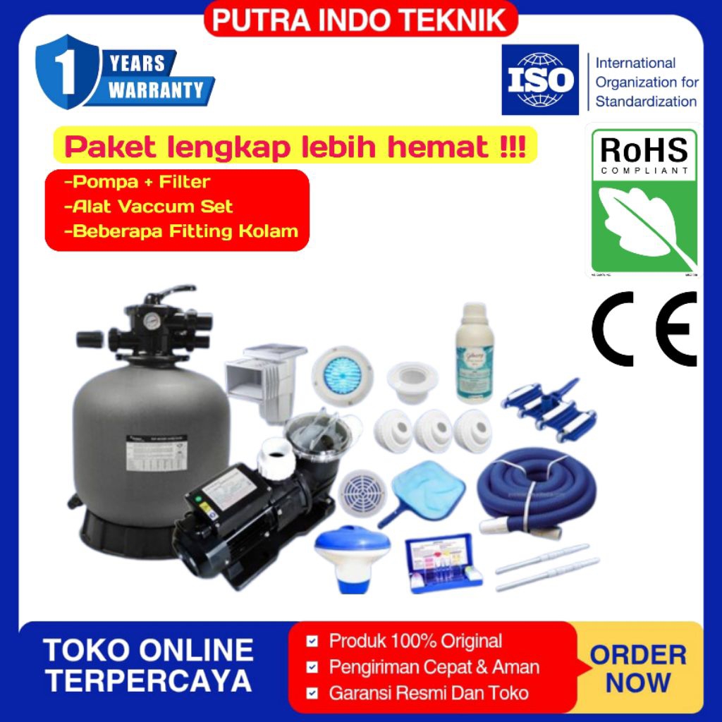 Pompa Kolam Renang Lengkap Paket Filter Vacum Pompa Kolam Renang