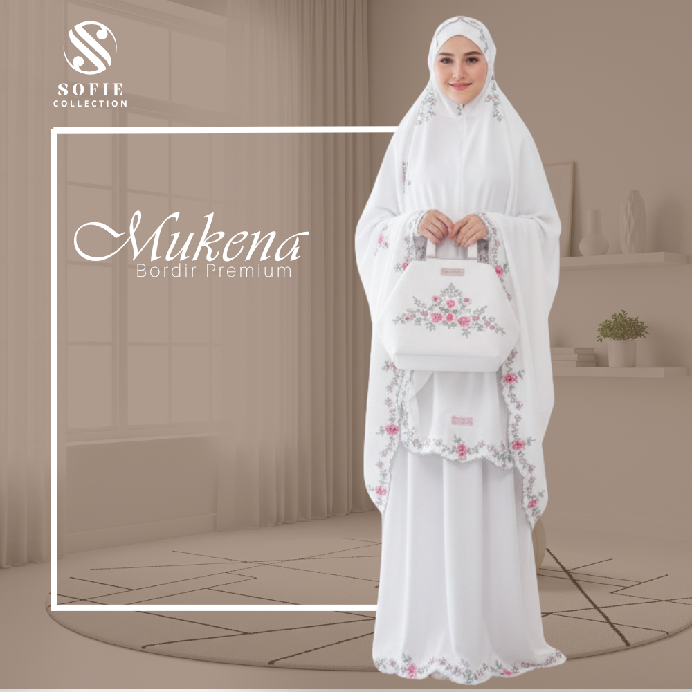 MUKENA BORDIR SYAHRINI / MUKENA DEWASA BORDIR SYAHRINI / MUKENA BEHL SYAHRINI BORDIR MANUAL FREE TAS